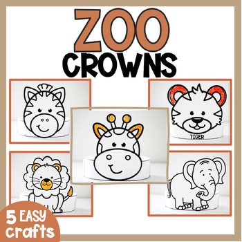 Preview of Zoo Animal Printable Craft for Preschool Kindergarten Safari Coloring Activity