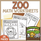 Zoo Animal Printable Worksheets Math Activities for Presch