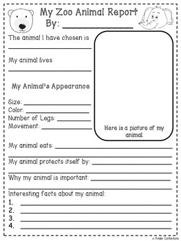 Zoo Animal Research Report and Writing by KinderConfections | TpT