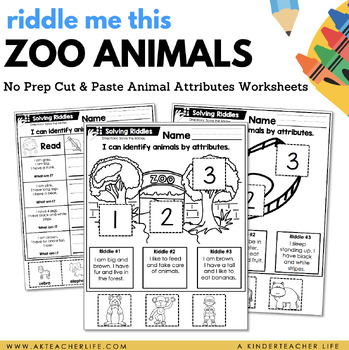 Zoo Animal Riddles by A Kinderteacher Life | Teachers Pay Teachers