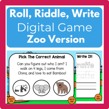 Preview of Zoo Animal Roll, Riddle and Write