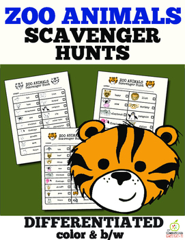 Preview of Zoo Animal Scavenger Hunt (Color and B/W)