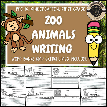 Preview of Zoo Animal Writing Zoo Unit Writing Worksheets PreK Kindergarten First TK