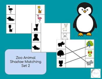 Preview of Zoo Animal Shadow Matching | Visual Discrepancy | Set 2 - Low Prep