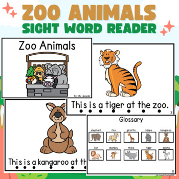 Preview of Zoo Animal Sight Word Emergent Book (BW/COLOR-PRINTABLE/DIGITAL)
