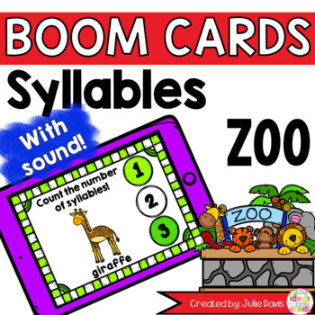Preview of Zoo Animal Syllable Counting Digital Game Boom Cards
