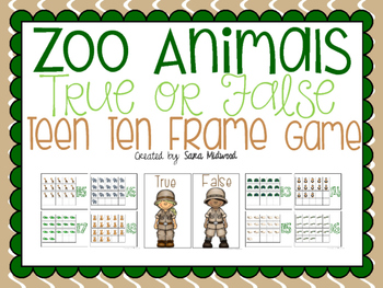 Preview of Zoo Animal Teen Ten Frame Center