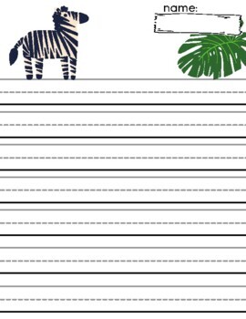 Zoo Animal Themed Lined Writing Paper 4 Vertical Spacing Versions Lions ...