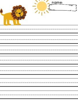 Zoo Animal Themed Lined Writing Paper 4 Vertical Spacing Versions Lions ...