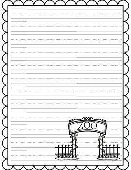 Primary Composition Notebook: Cute Animal Zoo White Handwriting