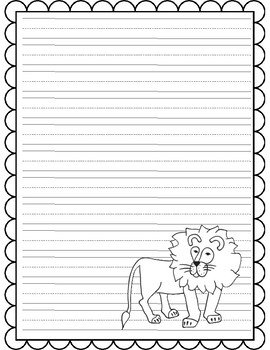 Primary Composition Notebook: Cute Animal Zoo White Handwriting