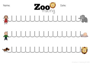 zoo animal tracing lines worksheets color and black and