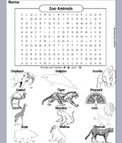 Zoo Animals Activity: Word Search Worksheet