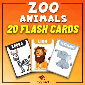 Zoo Animals- 20 animal flashcards- learn and remember animals for children