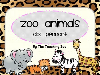 Preview of Zoo Animals ABC Word Wall Pennant Banner {Jungle Safari Theme}