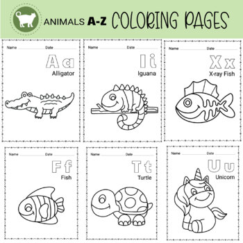 alphabet animal coloring pages teaching resources tpt