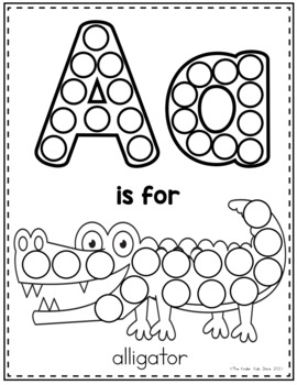 Preview of Zoo Animals Alphabet Dot Markers Coloring Pages