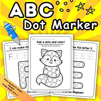 Preview of Zoo Animals Alphabet Dot Markers Coloring Pages - A-Z Dot to Dot Printables