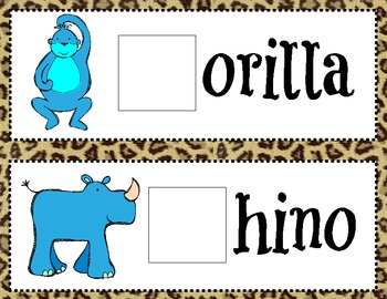 Zoo Animals Beginning Sound Game Cards by Elena Ortiz | TpT