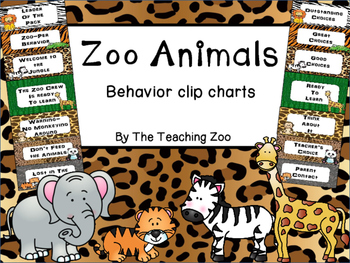 Preview of Zoo Animals Behavior Clip Chart {Jungle Safari Theme}