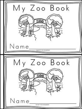 Zoo Animals Book for Kindergarten and 1st Grade Block Print Style