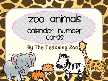 Preview of Zoo Animals Calendar Number Cards {Jungle Safari Theme}