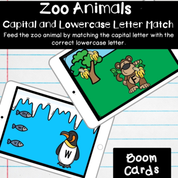 Preview of Zoo Animals - Capital and Lowercase Letter Match - Boom Cards - Alphabet