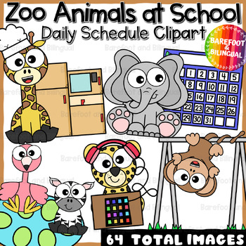 Preview of Zoo Animals Class Schedule Clipart - Zoo Animal Clipart