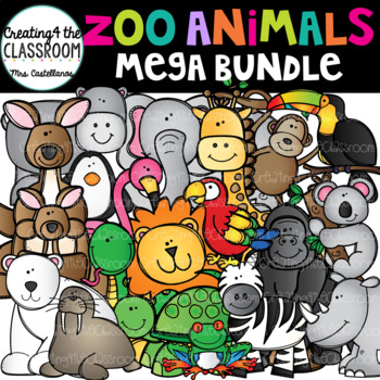 Preview of Zoo Animals Clip Art Bundle {Animals Clip Art}