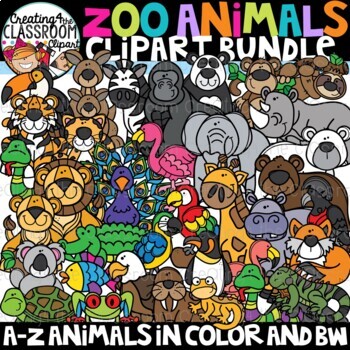 Preview of Zoo Animals Clipart Bundle {Animals A-Z Clipart}