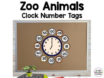Preview of Zoo Animals Clock Tags & Labels {Jungle Safari Theme} - Classroom Decor