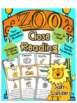 Preview of Zoo Animals Close Reading Pack - Kindergarten, 1st & 2nd Grade