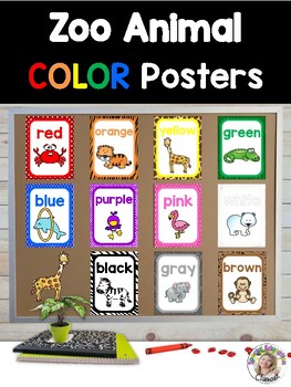 Preview of Zoo Animals Color Identification Posters {Jungle Safari Theme} - Classroom Decor