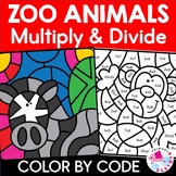 Zoo Animals Color by Number Code Multiplication and Divisi