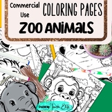 kawaii Zoo Animals 12 Coloring Pages Commercial Use stock images