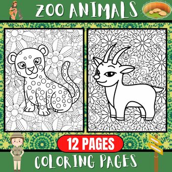 Zoo Animals Coloring Pages | Mindfulness Animals Coloring Sheets