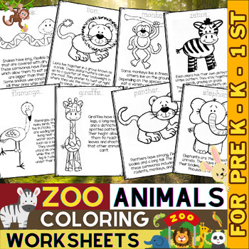 Preview of Zoo Animals Coloring Pages | Zoo Field Trip Activities | Printable Worksheets