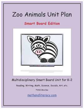 Preview of "Zoo Animals" Common Core Aligned Math and Literacy Unit - SMARTBOARD EDITION