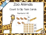Zoo Animals Count & Clip 1 - 30 Task Cards - Digital Included