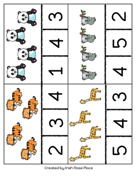 zoo animals counting cards by irish rose place tpt