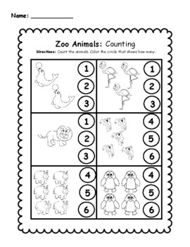 zoo animals counting worksheet by amy barker teachers pay teachers