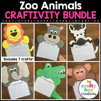 Zoo Animals Craft Bundle | Writing Activities | Zoo Crafts | Jungle Animals