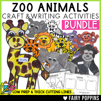 Preview of Zoo Animals Crafts Informative Writing BUNDLE | Informational Writing