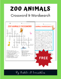 Zoo Animals Crossword & Word Search Puzzle|Vocabulary|1-2n