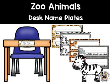 Preview of Zoo Animals Desk Name Plates {Jungle Safari Theme}