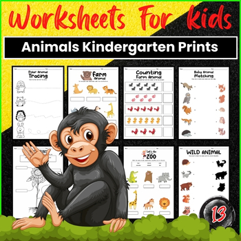 Preview of Zoo Animals Farm Kindergarten Worksheet Printables