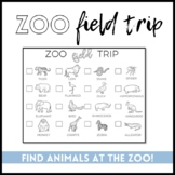 Zoo Animals Field Trip Checklist for Students