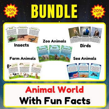 Preview of Zoo Animals/Insects/Farm/Ocean/Birds. Real photos. big Bundle With Fun Facts.