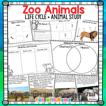 zoo animal printable worksheets teaching resources tpt