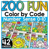 Zoo Animals Math Coloring Pages Worksheets Color Number Sense 